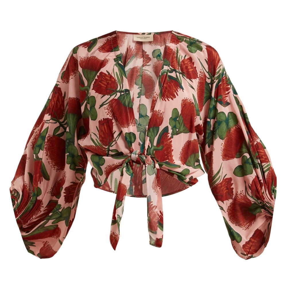 Adriana Degreas Fiore Blouse with Tye Front